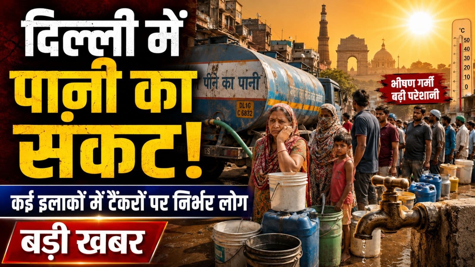 दिल्ली में पानी का संकट गहराया, कई इलाकों में टैंकरों पर निर्भर लोग